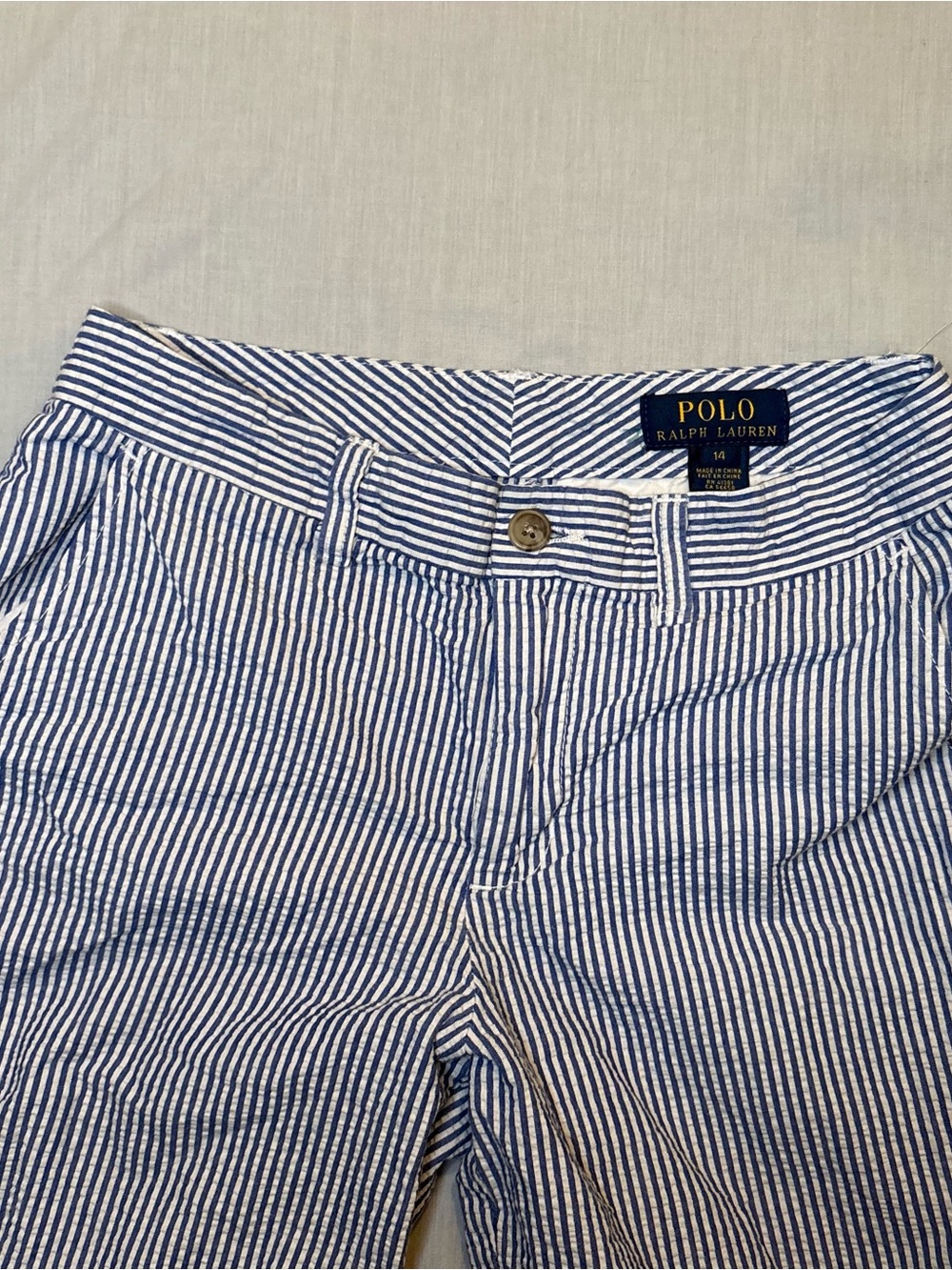 Polo by Ralph Lauren Women’s Blue & White Seersucker Shorts size 14